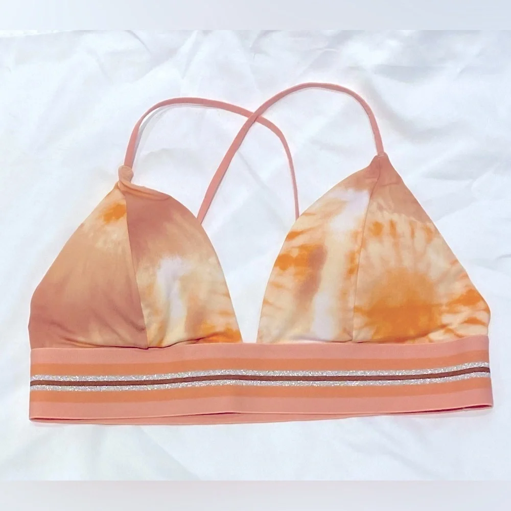 H&M Swim Bikini Top in Peach Tye-Die, size 12, NWT